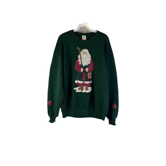 VTG 90s Custom Santa Clause St. Nick Christmas Crewneck Sweatshirt - Picture 1 of 8